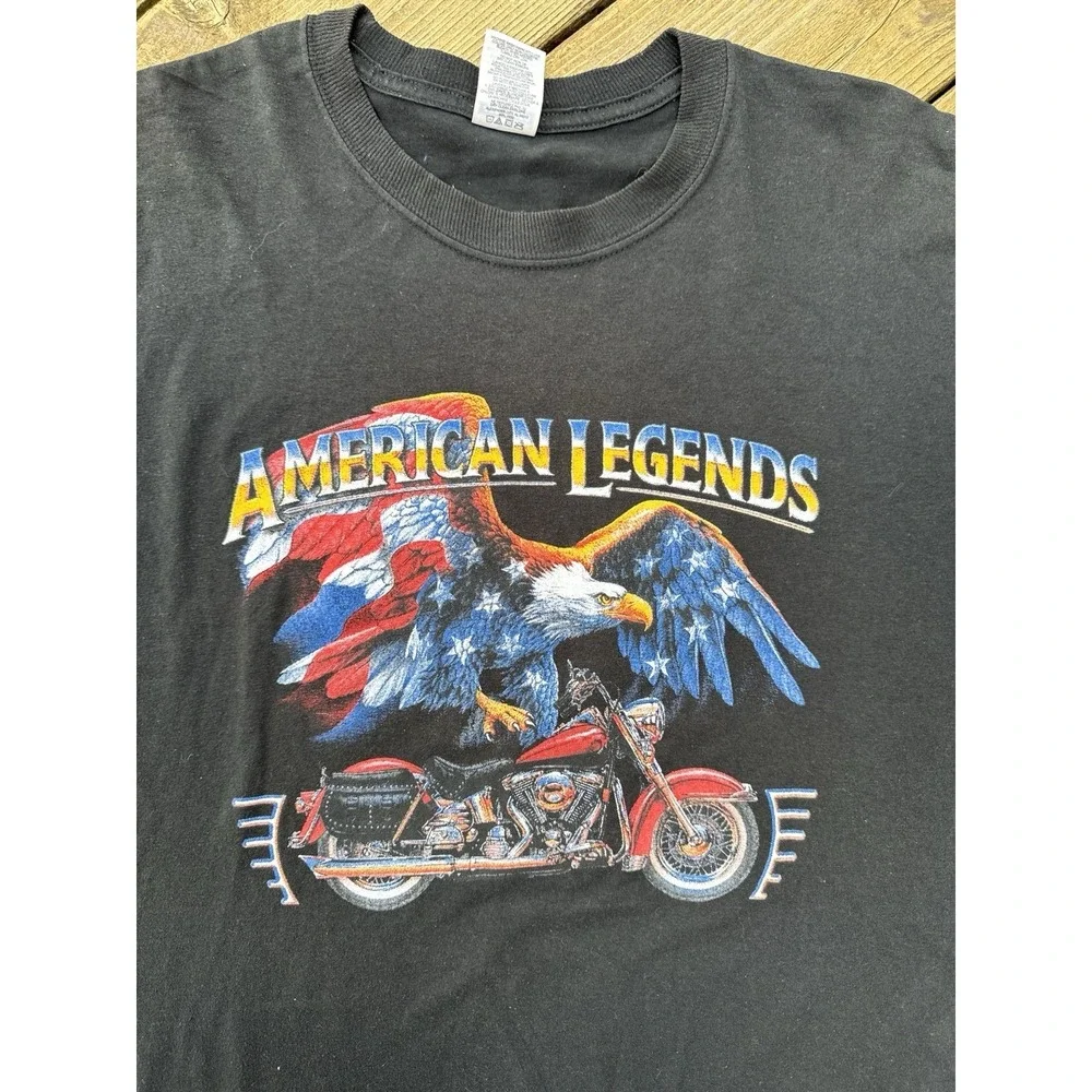 Vintage Y2K Wolf Eagle Biker T Shirt American Legends Motorcycle 2XL